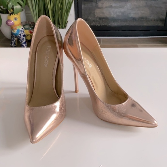 Public Desire Rose Gold Heels Pumps UK 4 US 6.5​​ - Picture 1 of 13